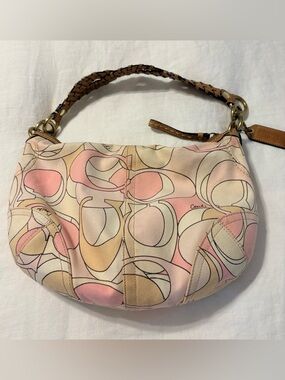 Coach Pink, Cream & Tan Signature Shoulder Bag